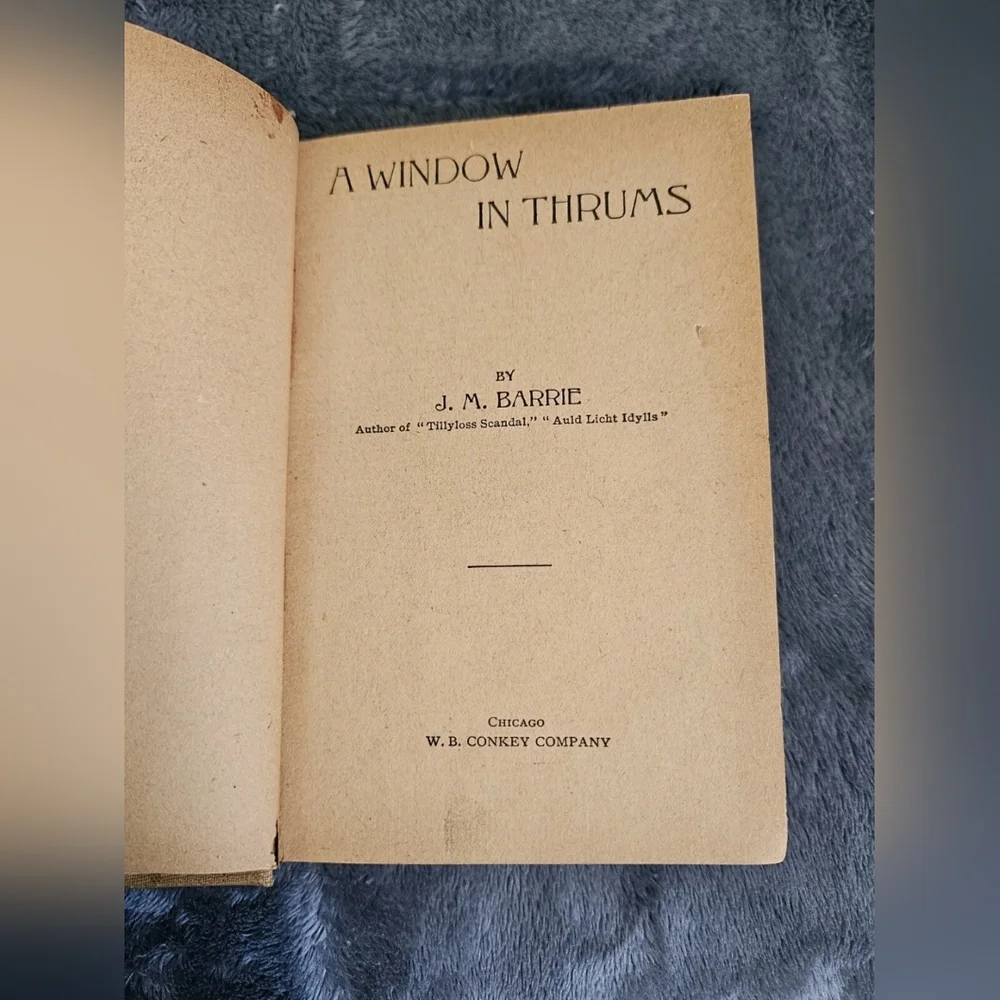 Vintage Book Antique Hardcover Ivory Cottagecore J.M. Barrie A Window In Thrums
